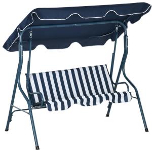 Balancelle de jardin toit imperméable acier polyester bleu…