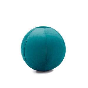 Balle d'assise gonflable 65 cm enveloppe velours bleu paon