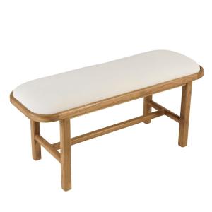 Banc 1 place avec coussin blanc en bois de mindi et rotin n…