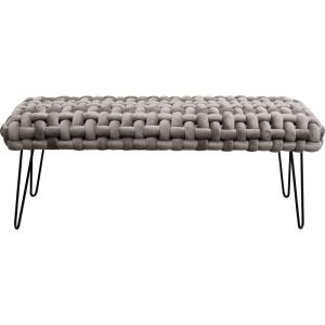 Banc 2 places effet tressé en velours gris