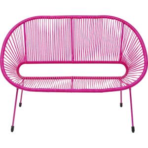 Banc 2 places en polyéthylène et acier rose