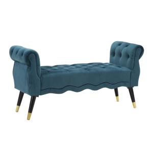 Banc 2 places en tissu bleu avec pieds en bois cm 120x40x60