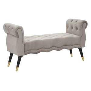 Banc 2 places en tissu gris avec pieds en bois cm 120x40x60