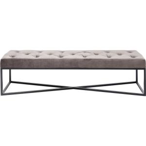 Banc 2 places velours gris et acier noir