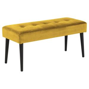 Banc 2 placesa en métal et tissus effet velours jaune