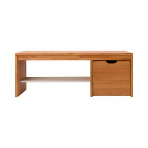 Banc à chaussure avec 1 cube de rangement en hêtre massif