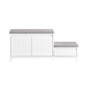 Banc à chaussure effet bois blanc 1 tiroir, 2 coussins et 2…