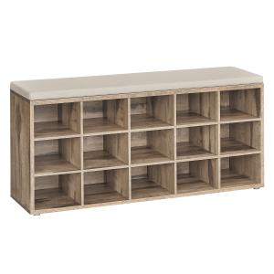 Banc à chaussures assise Rembourrée 15 compartiments marron…