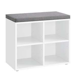 Banc à chaussures avec 4 compartiments et 2 étagères réglab…