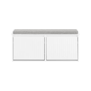 Banc à chaussures avec assise coussin et 2 abattants effet…