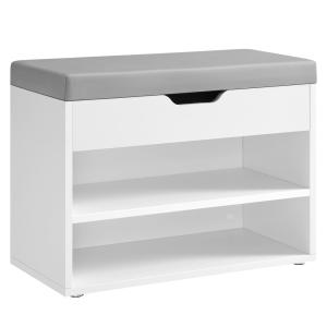 Banc à chaussures avec siège rembourré 30 x 60 x 44 cm blan…
