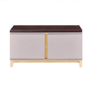 Banc à chaussures avec siège rembourré et 2 portes effet bo…