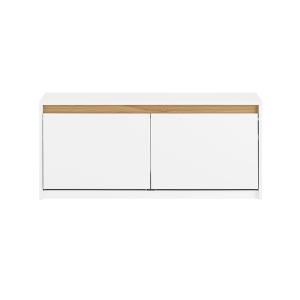 Banc à chaussures effet bois blanc avec 2 abattants