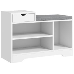 Banc à chaussures meuble d'entrée velours blanc