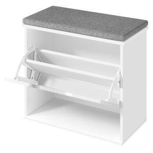 Banc à chaussures rembourré 30 x 60 x 53,5 cm blanc et gris…
