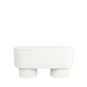 Banc arrondi en tissu bouclette L93cm - Blanc