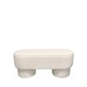 Banc arrondie en tissu bouclette L92cm - Blanc