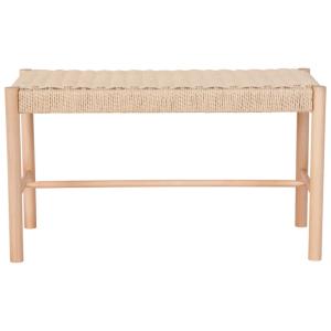 Banc avec assise en osier naturel et bois naturel 80 cm