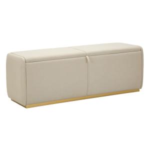 Banc avec coffre en tissu beige cm 130x45x45