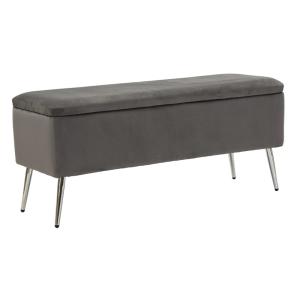 Banc avec conteneur en métal et velours 112x42x50 cm
