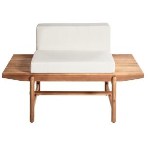 Banc avec coussin d'assise 135 cm acacia blanc cassé