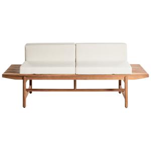 Banc avec coussin d'assise 210 cm acacia blanc cassé