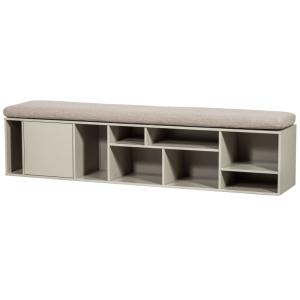 Banc avec rangement en bois de pin gris