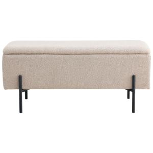 Banc avec rangement en tissu bouclé beige 95 cm