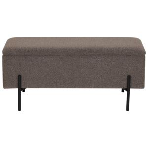 Banc avec rangement en tissu bouclé marron 95 cm