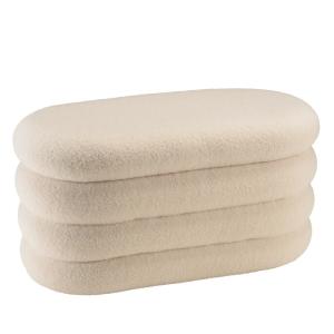 Banc avec rangement en tissu bouclette blanc L85