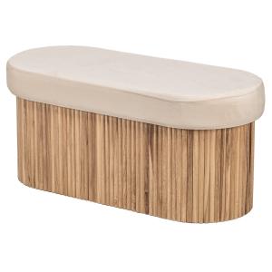 Banc avec rangement en velours beige