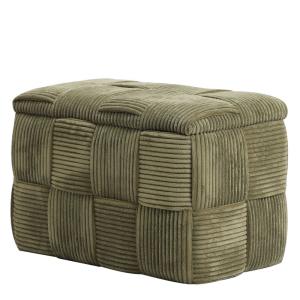 Banc avec rangement en velours côtelé vert