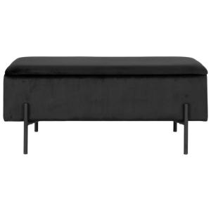 Banc avec rangement en velours noir 95 cm