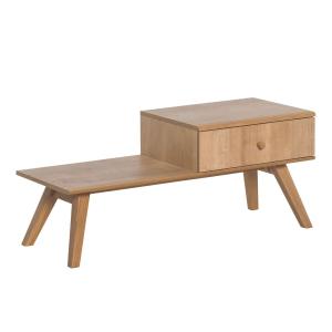 Banc avec tiroir et coussin effet bois - L100 x H43 cm