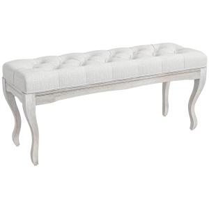 Banc banquette capitonnée style classique bois hévéa blanc…