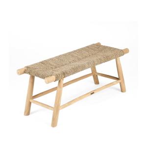 Banc Bois de teck et Herbe de mer Marron 110x40x45cm