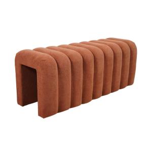 Banc, bout de lit blanc contemporain tissu orange, design