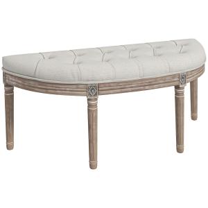 Banc bout de lit demi-lune style Louis XVI bois sculpté tis…