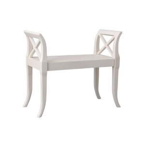 Banc bout de lit en bois et assise en cannage blanc