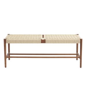 Banc chêne massif couleur noyer et corde 120cm