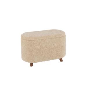Banc coffre 1 place en tissu peluche beige L80