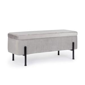 Banc coffre 2 places en velours et piétement noir