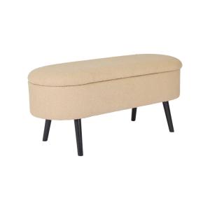 Banc coffre, bout de lit bouclette texturée, beige