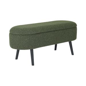 Banc coffre, bout de lit bouclette texturée, kaki