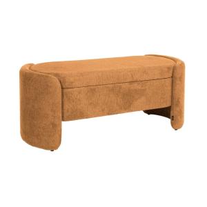 Banc coffre, bout de lit contemporain tissu rouille