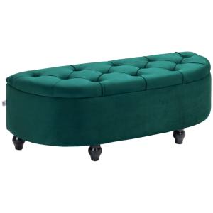 Banc coffre de rangement demi-cercle revêtement velours ver…