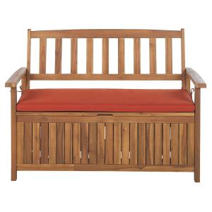 Banc coffre de rangement en bois d'acacia avec coussin