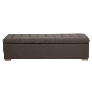 Banc coffre en bois avec revêtement tissu gris - L140 cm