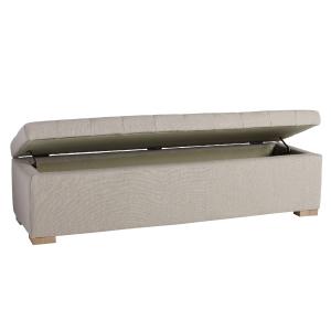 Banc coffre en tissu lin fintion beige - L140 cm