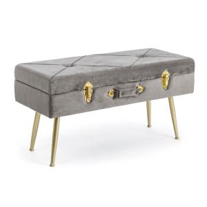 Banc coffre en velours gris